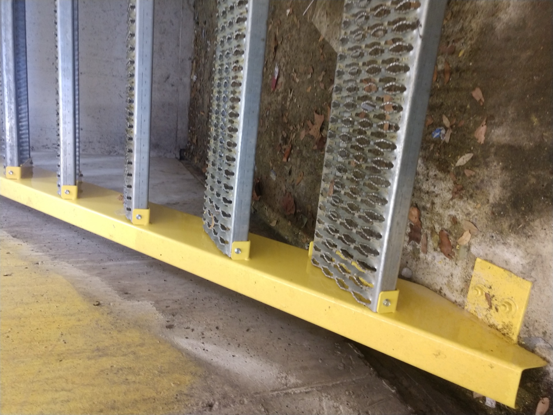 Industrial stairs with galvanized treads