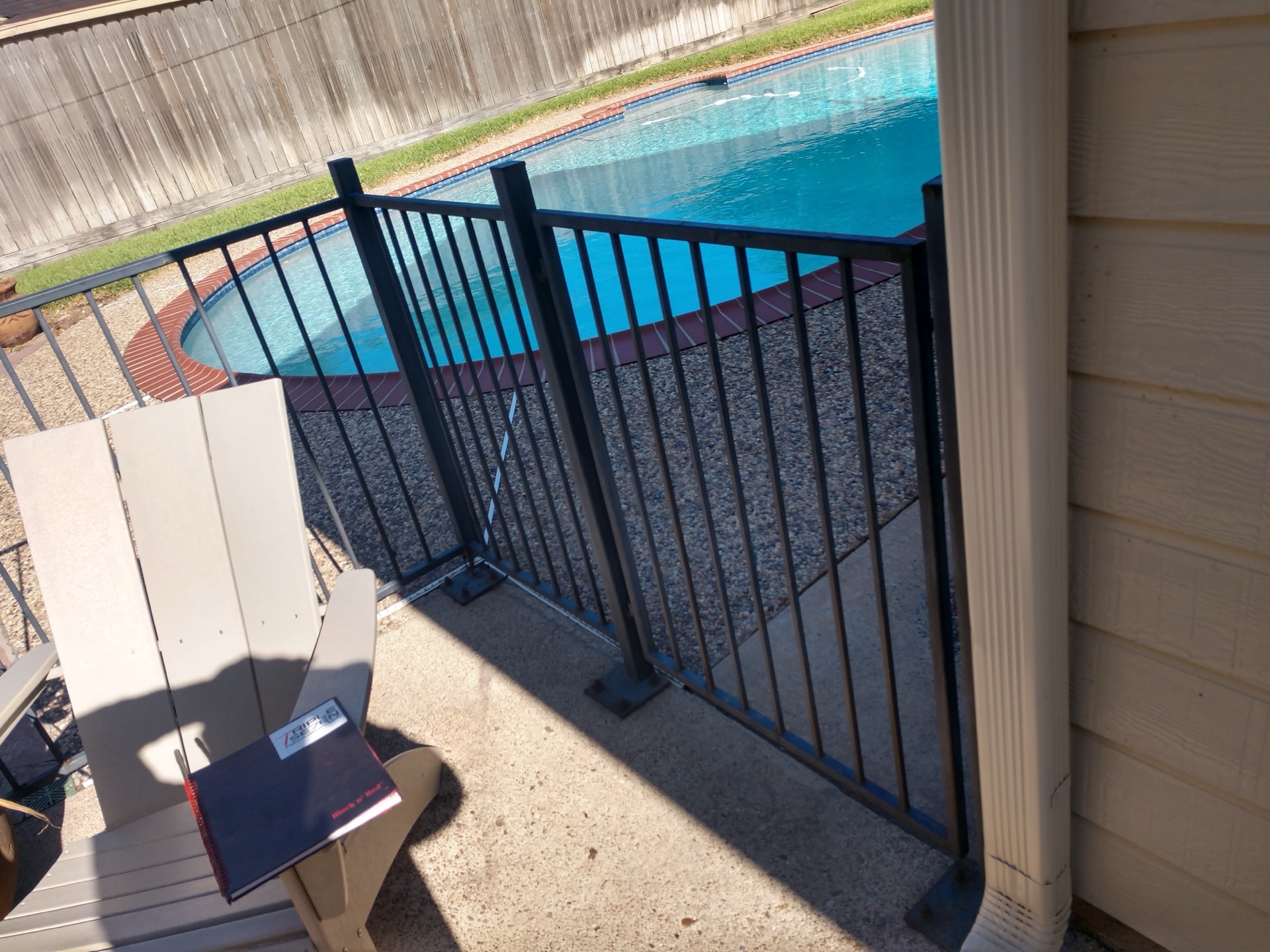 Black pool fence gate